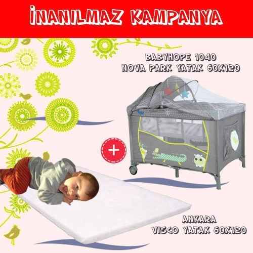 Babyhope 1040 Nova Park Yatak Kampanyasi 60x120 Gri Ilke Bebe
