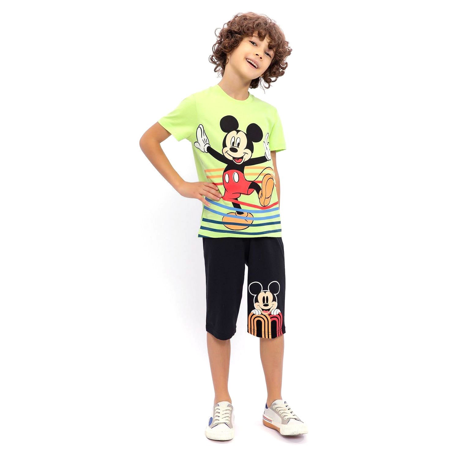 Mickey Mouse Erkek Çocuk Kapri Takımı D4659-3 Lime