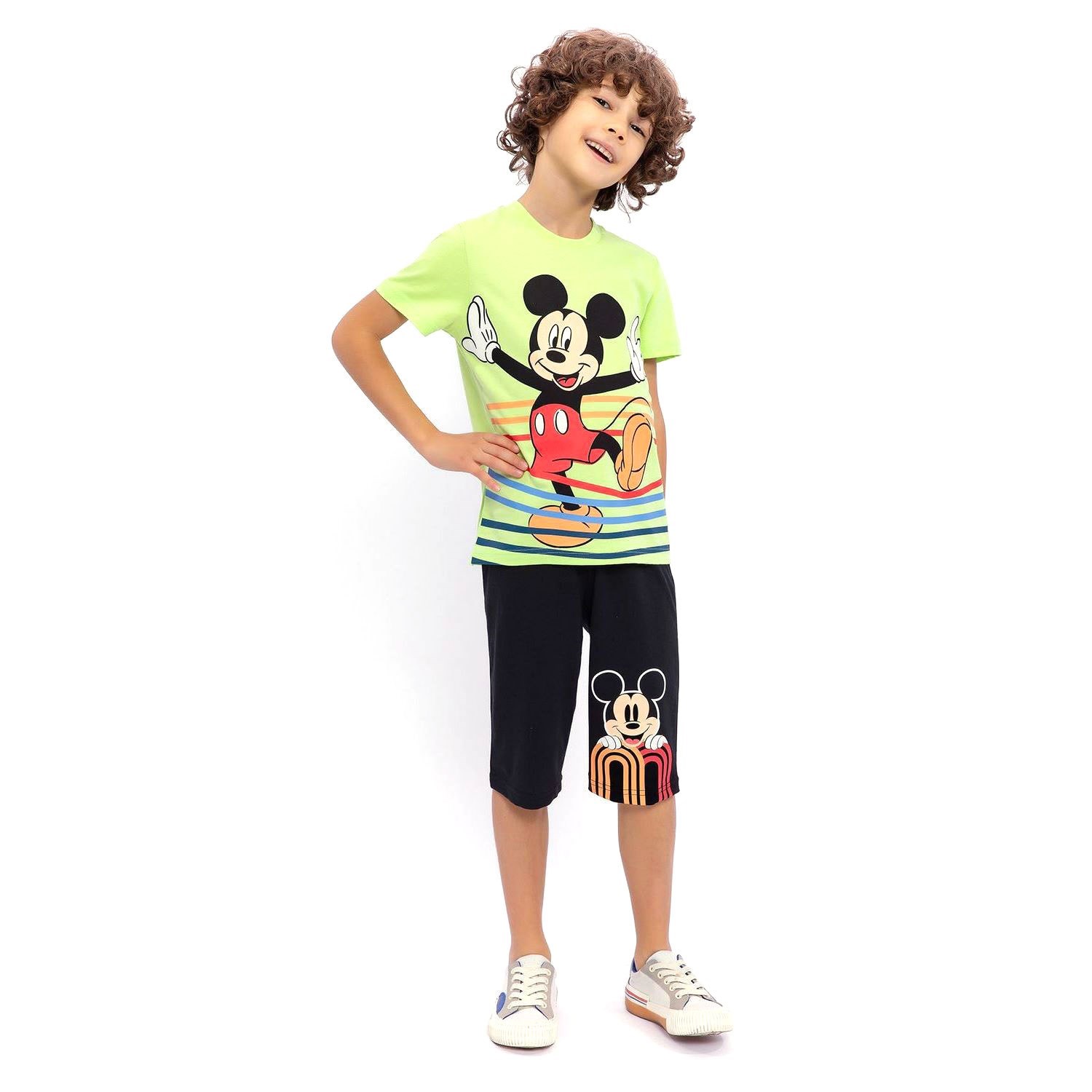Mickey Mouse Erkek Çocuk Kapri Takımı D4659-3 Lime Mickey Mouse Erkek Çocuk Kapri Takımı D4659-3 Lime