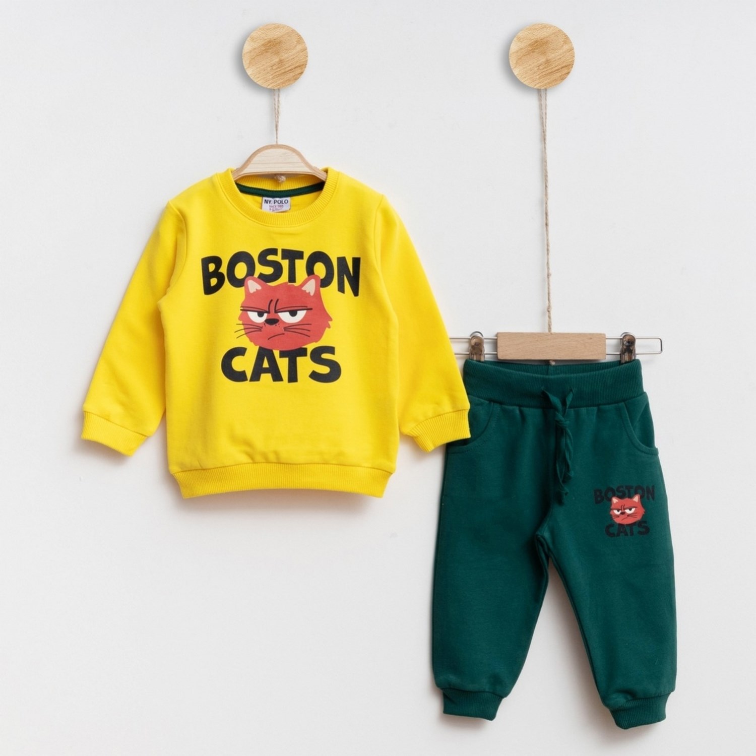 Ny. Polo Boston Cats Baskılı 2'li Takım 3441R Sarı