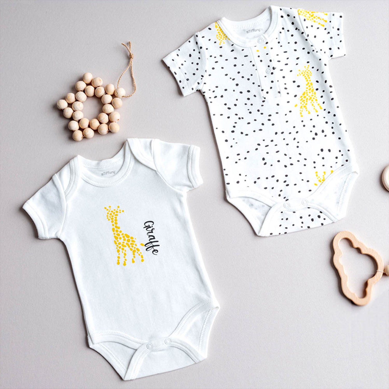 Tiffany Baby Giraffe Theme 2'li Bebek Body 1108 Ekru