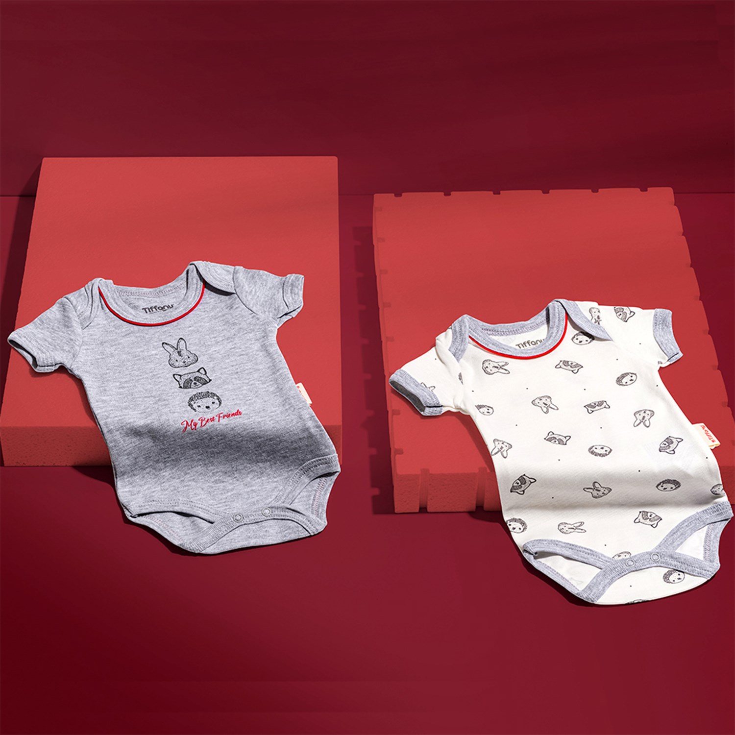 Tiffany Baby My Best Friends 2'li Bebek Body 1208 Gri-Melanj