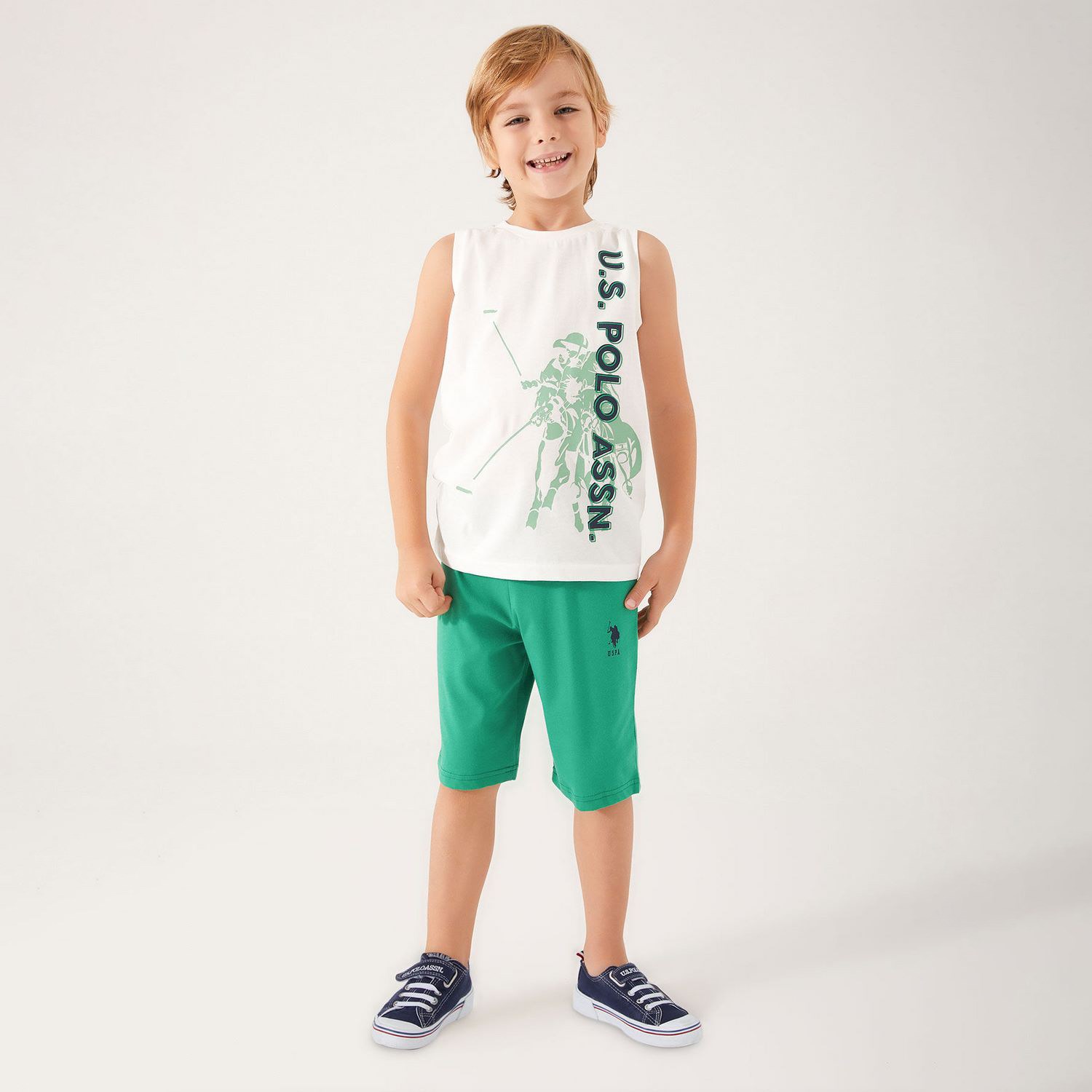 U.S. Polo Assn 2'li Erkek Çocuk Bermuda Takımı US1302 Krem OR7969 U.S. Polo Assn 2'li Erkek Çocuk Bermuda Takımı US1302 Krem OR7969