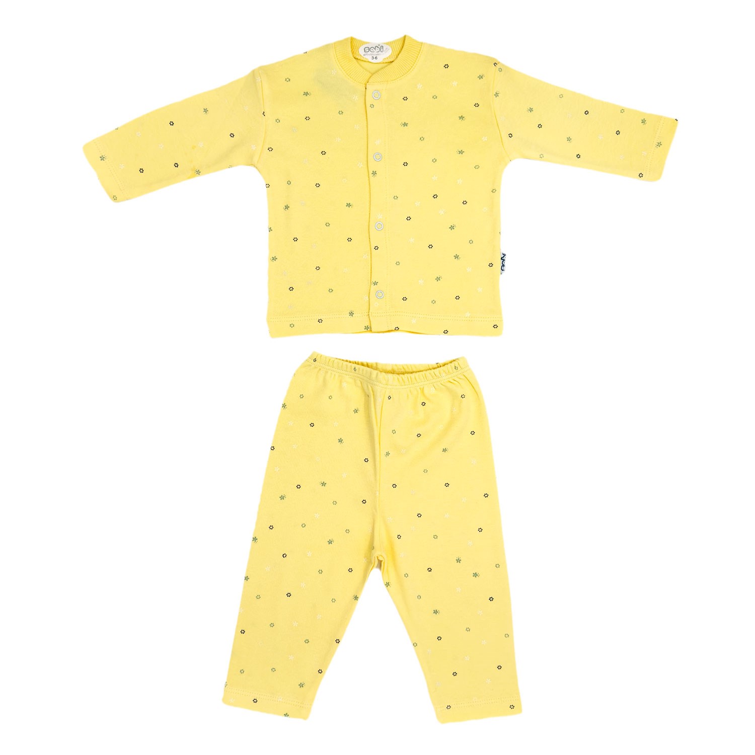 Sebi Bebe Ay Yıldız Baskılı Bebek Pijama Takımı 2331 Sarı