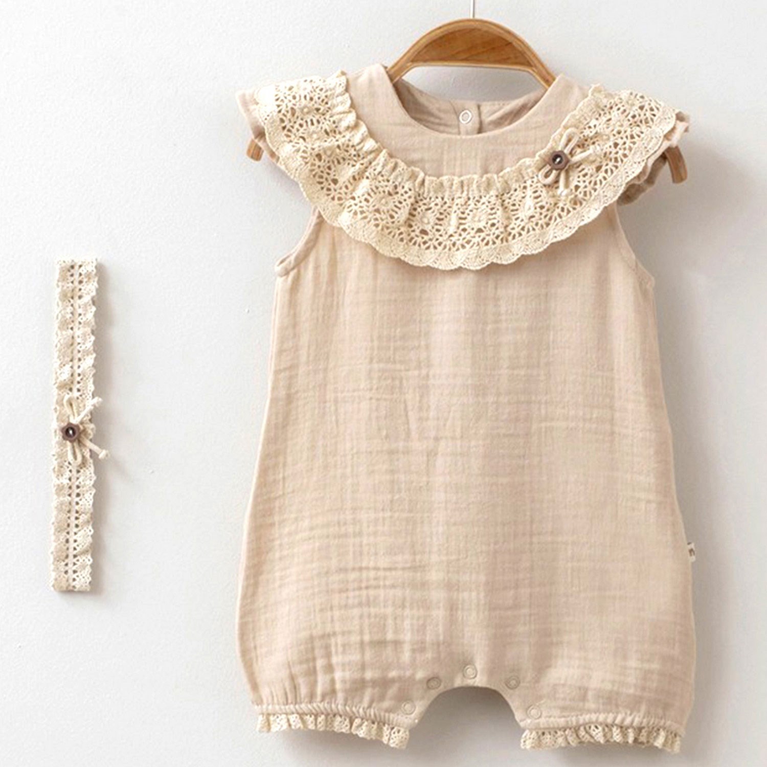 Miomini Baby Müslin Kopanakili Saç Bantlı Barbatöz 3649 Ekru Miomini Baby Müslin Kopanakili Saç Bantlı Barbatöz 3649 Ekru