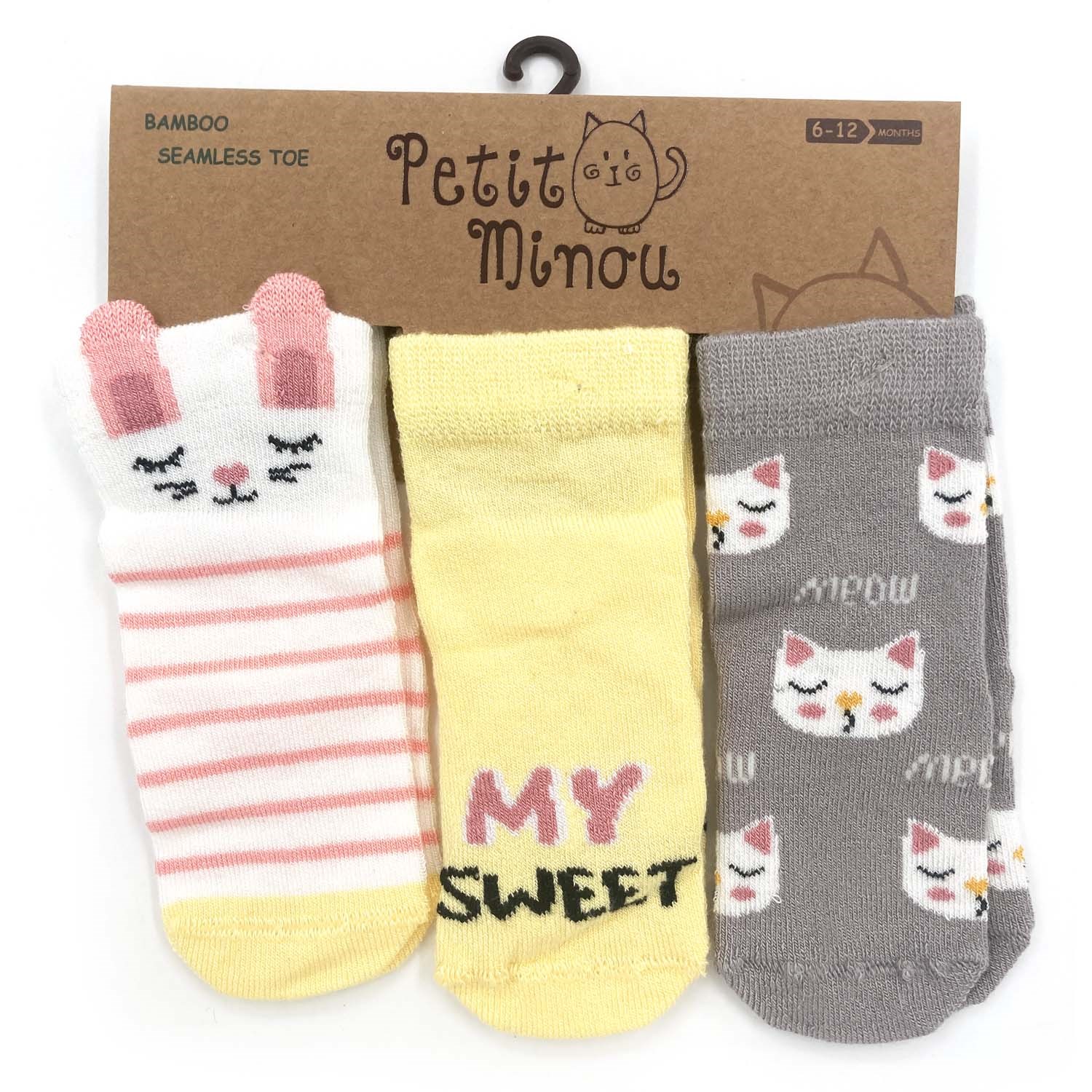 Petit Minou 3'lü 3D My Sweet Bebek Çorabı 2191 Çok Renkli