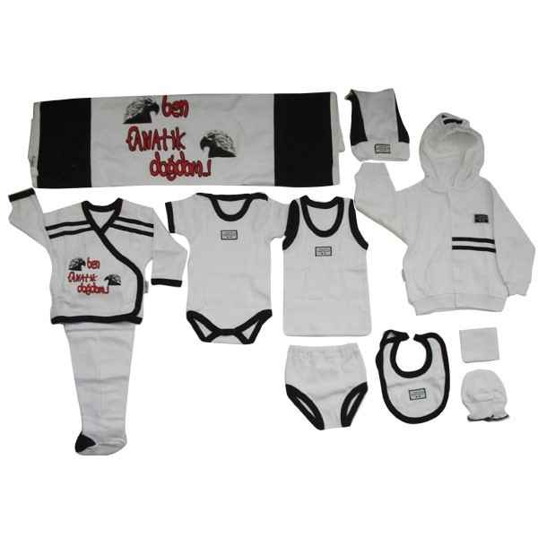 Özge Minipop 3802 Bebek Hastane Çıkışı 10lu Set Siyah-Beyaz