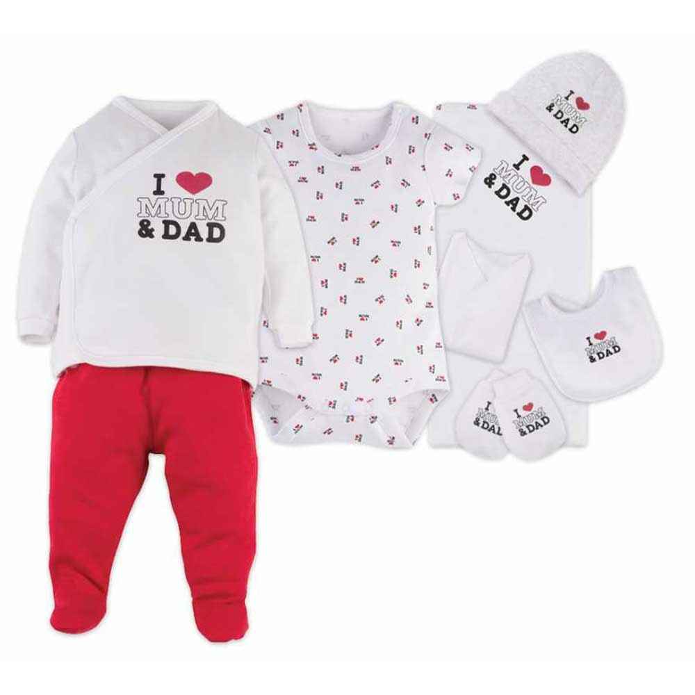 İdil Baby 7608 Erkek Bebek Hastane Çıkışı 8li Set Beyaz