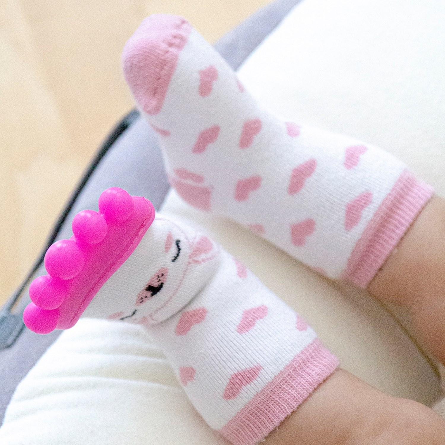 Babyjem Diş Kaşıyıcılı Havlu Bebek Çorabı 652 Pembe