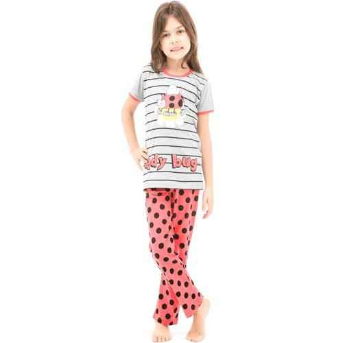 Roly Poly 2462 Kısa Kol Kız Çocuk Pijama Takımı 3lü Gri