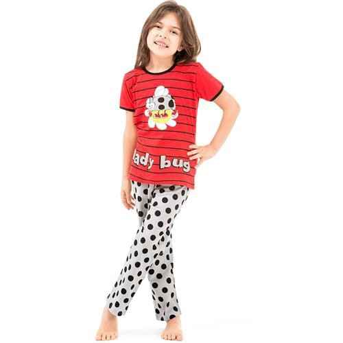 Roly Poly 2462 Kısa Kol Kız Çocuk Pijama Takımı 3lü Kırmızı