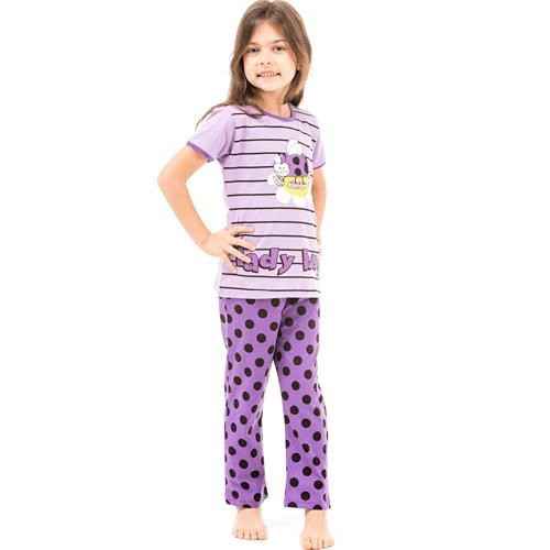 Roly Poly 2462 Kısa Kol Kız Çocuk Pijama Takımı 3lü Mor
