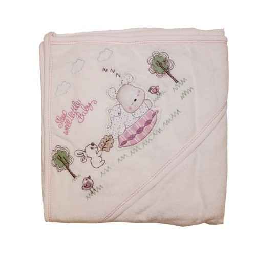 Bebitof 3127 Uyuyan Ayıcık Banyo Havlusu Pembe