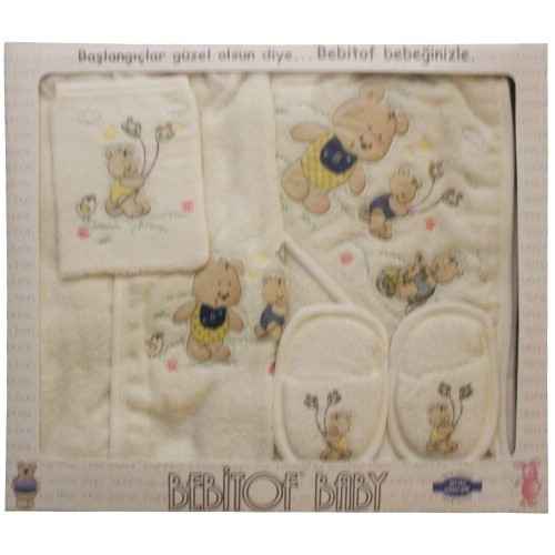 Bebitof 3128 Bebek Bornoz Seti Parkta Oynayan Ayıcıklar Sarı
