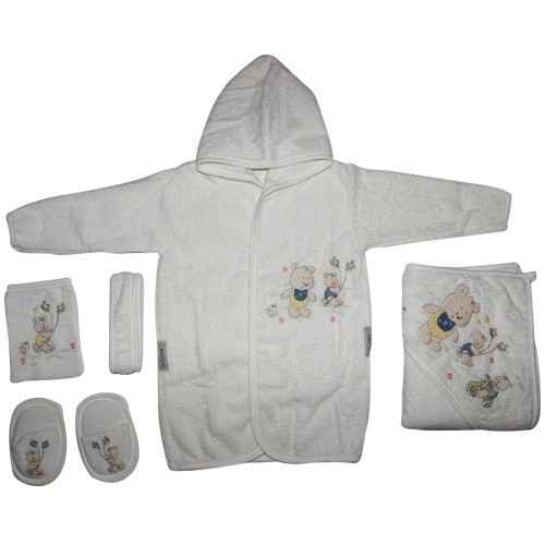 Bebitof 3128 Bebek Bornoz Seti Parkta Oynayan Ayıcıklar Sarı