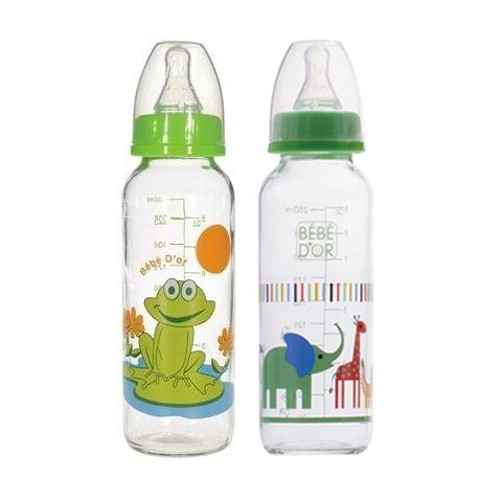 Bebedor %0 BPA Desenli Cam Biberon 250 ml Yeşil
