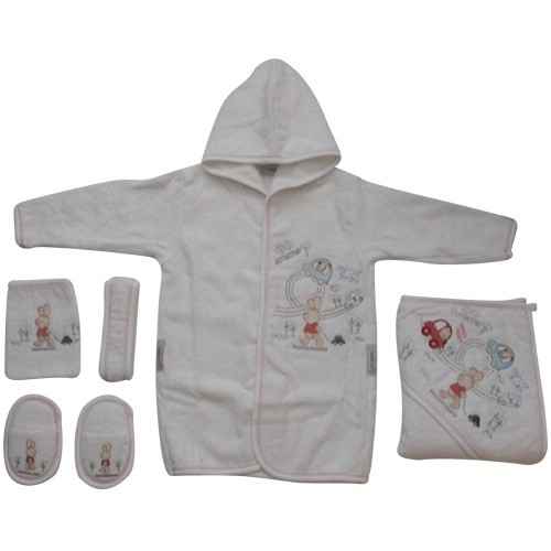 Bebitof 3130 Bebek Bornoz Seti Arabalı Tavşanlı Kırmızı