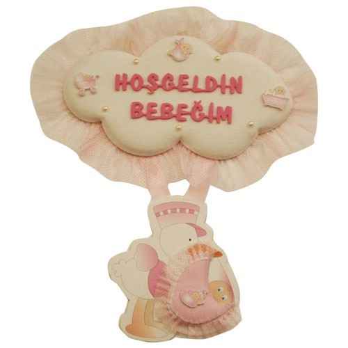 Kapi Süsü 3219 Leylek Bebekli Küçük Pembe