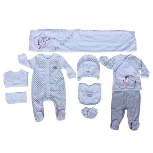İdil Baby 4898 Erkek Bebek Hastane Çıkışı Yıldızlı 10lu Set Gri
