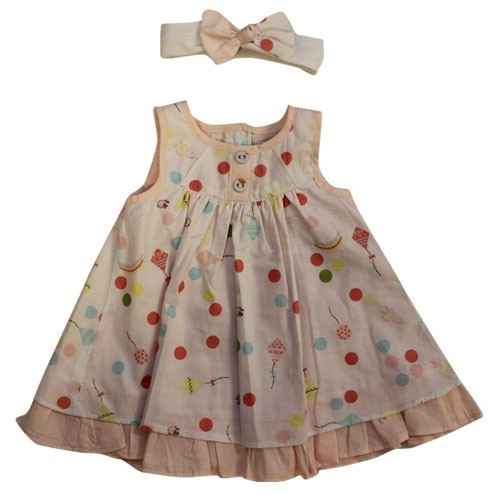 İdil Baby 5245 Saç Bantlı Bebek Elbise Pembe