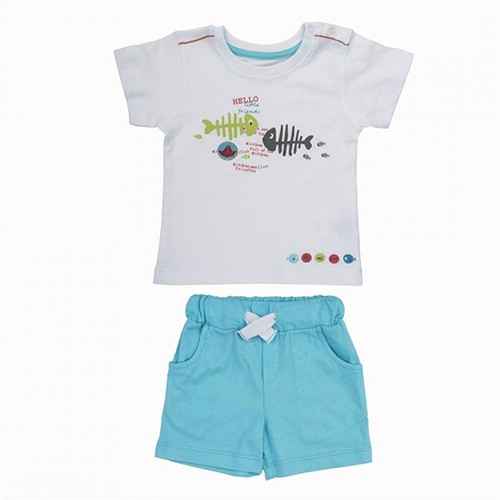 Bebepan 8045 Fish T-Shirt Takım  Beyaz