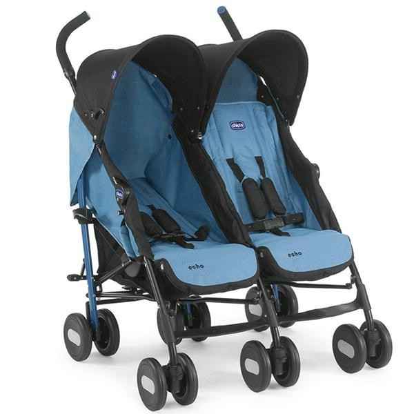 Chicco Echo İkiz Bebek Arabası Mavi