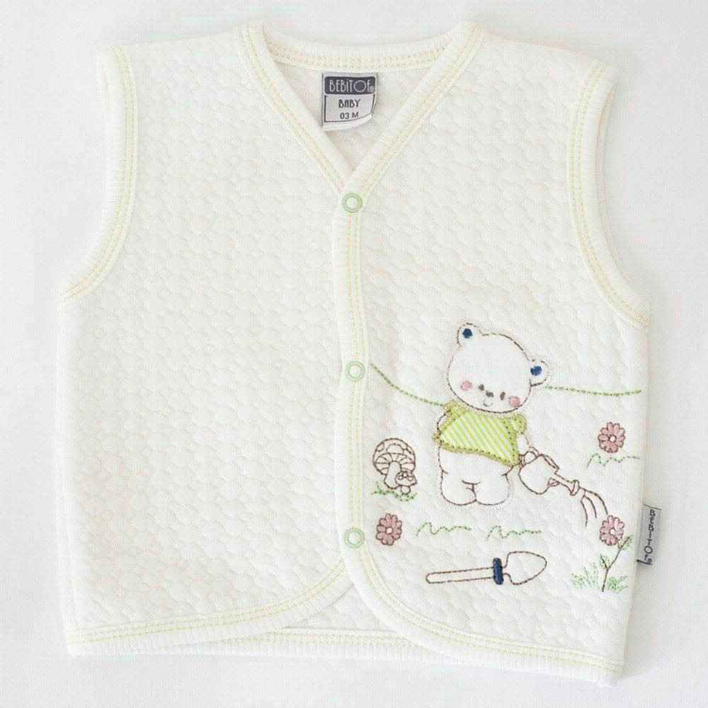 Bebitof 163 Çiftçi Ayılar Bebek Yeleği  Krem-Yeşil
