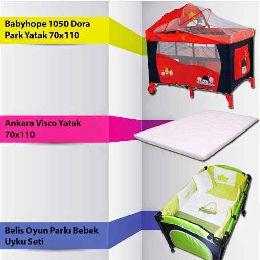 Babyhope 1050 Park Yatak Kampanyası Uyku Setli Lacivert-Kırmızı