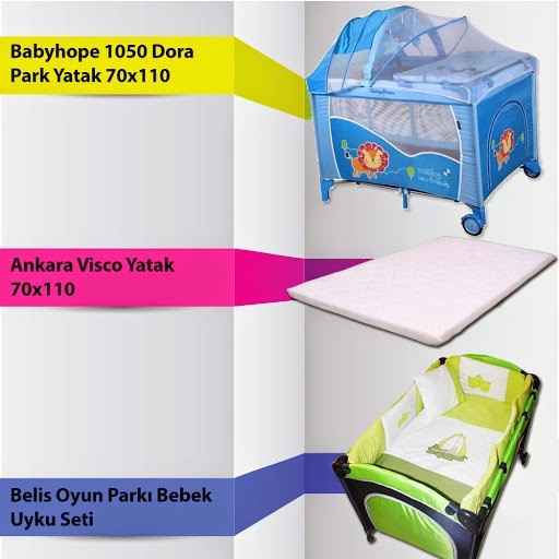 Babyhope 1050 Park Yatak Kampanyası Uyku Setli Mavi