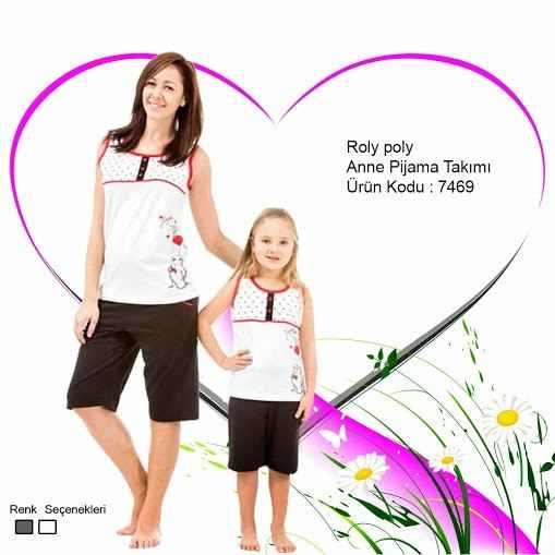 Roly Poly 7469 Anne Kız Pijama Takımı Beyaz