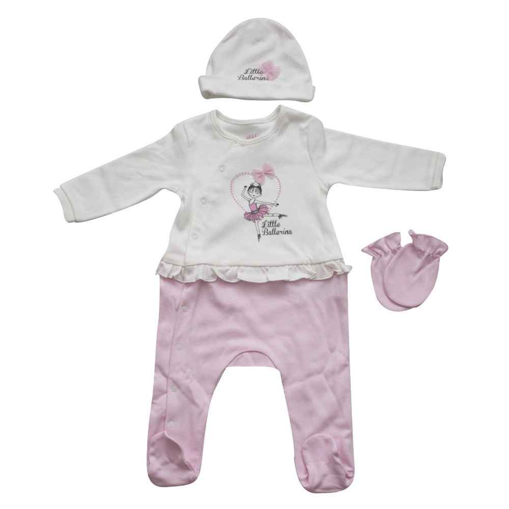 İdil Baby 6686 Kız Bebek Tulumu 3lü Pembe
