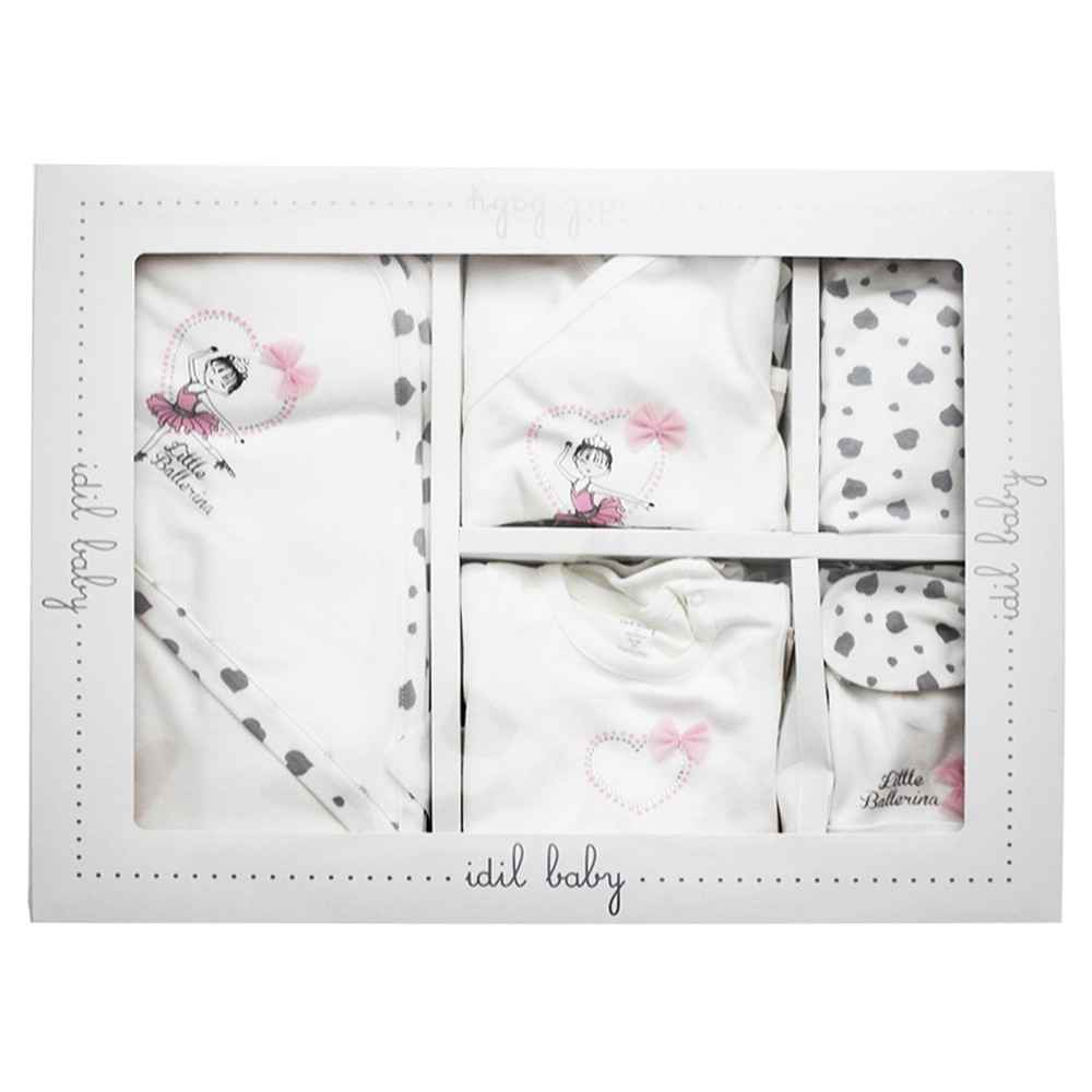 İdil Baby 6682 Kız Bebek Hastane Çıkış Seti 8li Baskılı