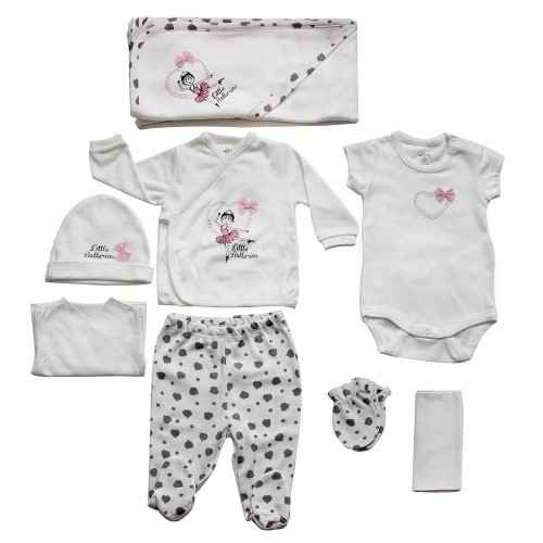 İdil Baby 6682 Kız Bebek Hastane Çıkış Seti 8li Baskılı