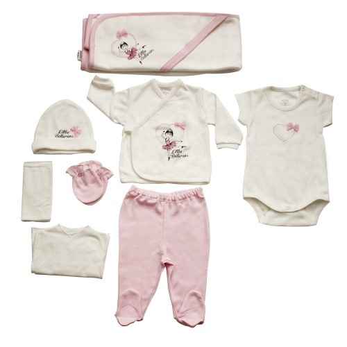 İdil Baby 6682 Kız Bebek Hastane Çıkış Seti 8li Pembe
