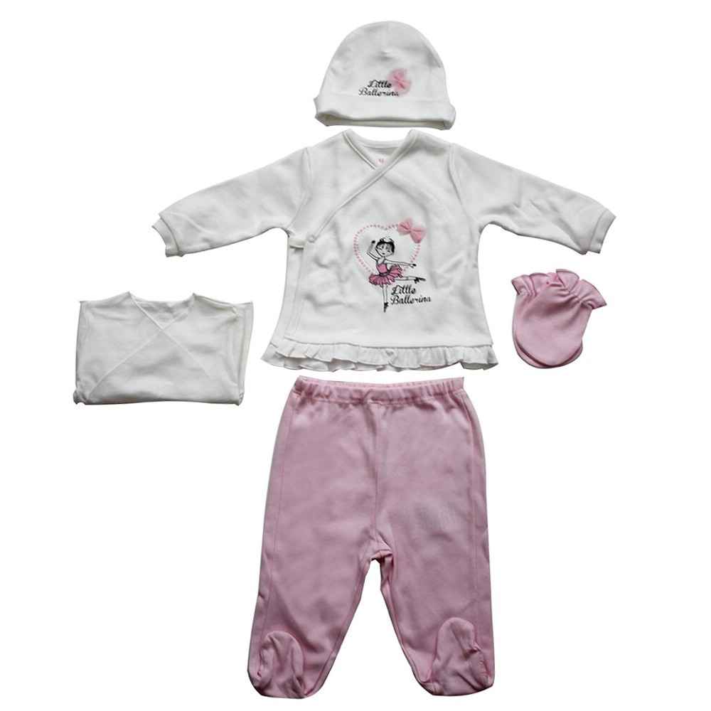 İdil Baby 6681 Kız Bebek Hastane Çıkış Seti 5li Pembe