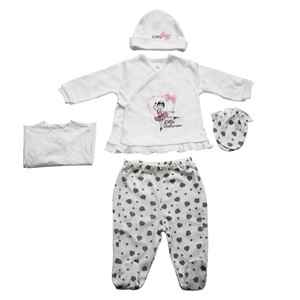 İdil Baby 6681 Kız Bebek Hastane Çıkış Seti 5li Baskılı