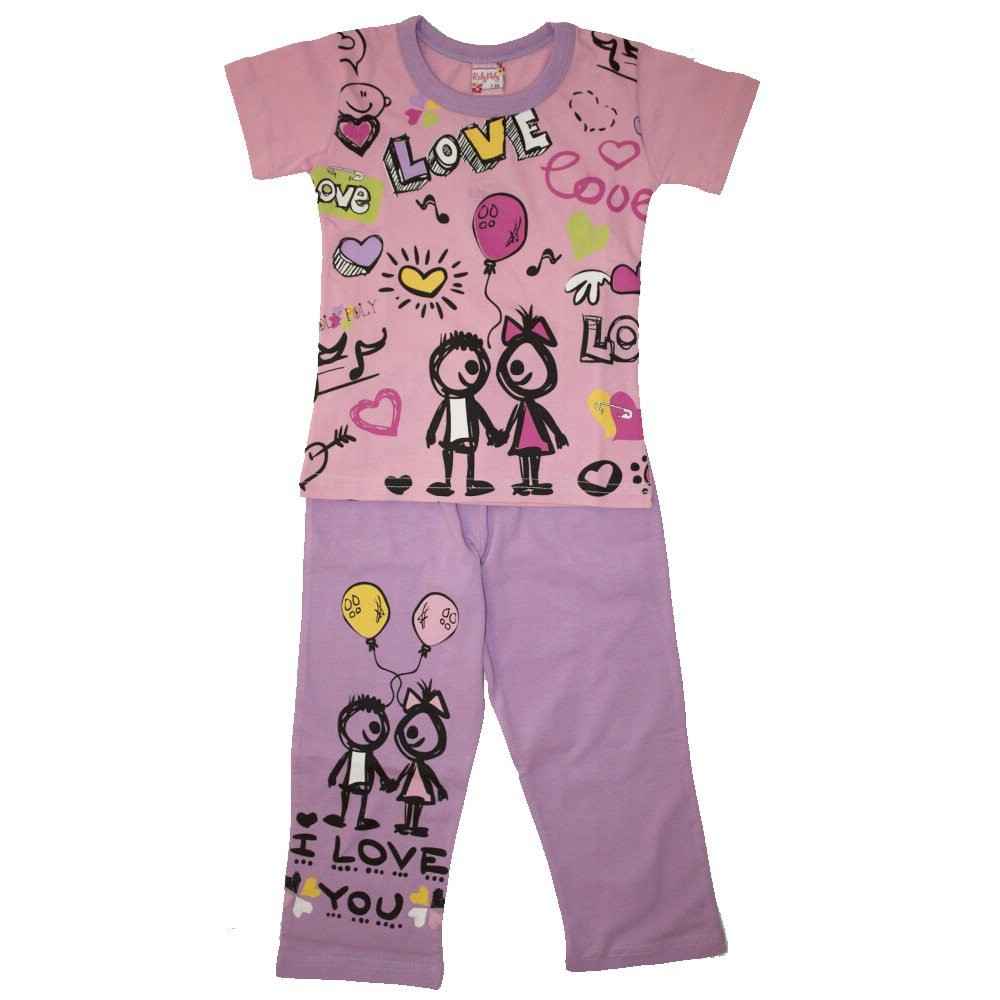 Roly Poly 1560 Kız Çocuk Pijama Takımı Pembe-Lila