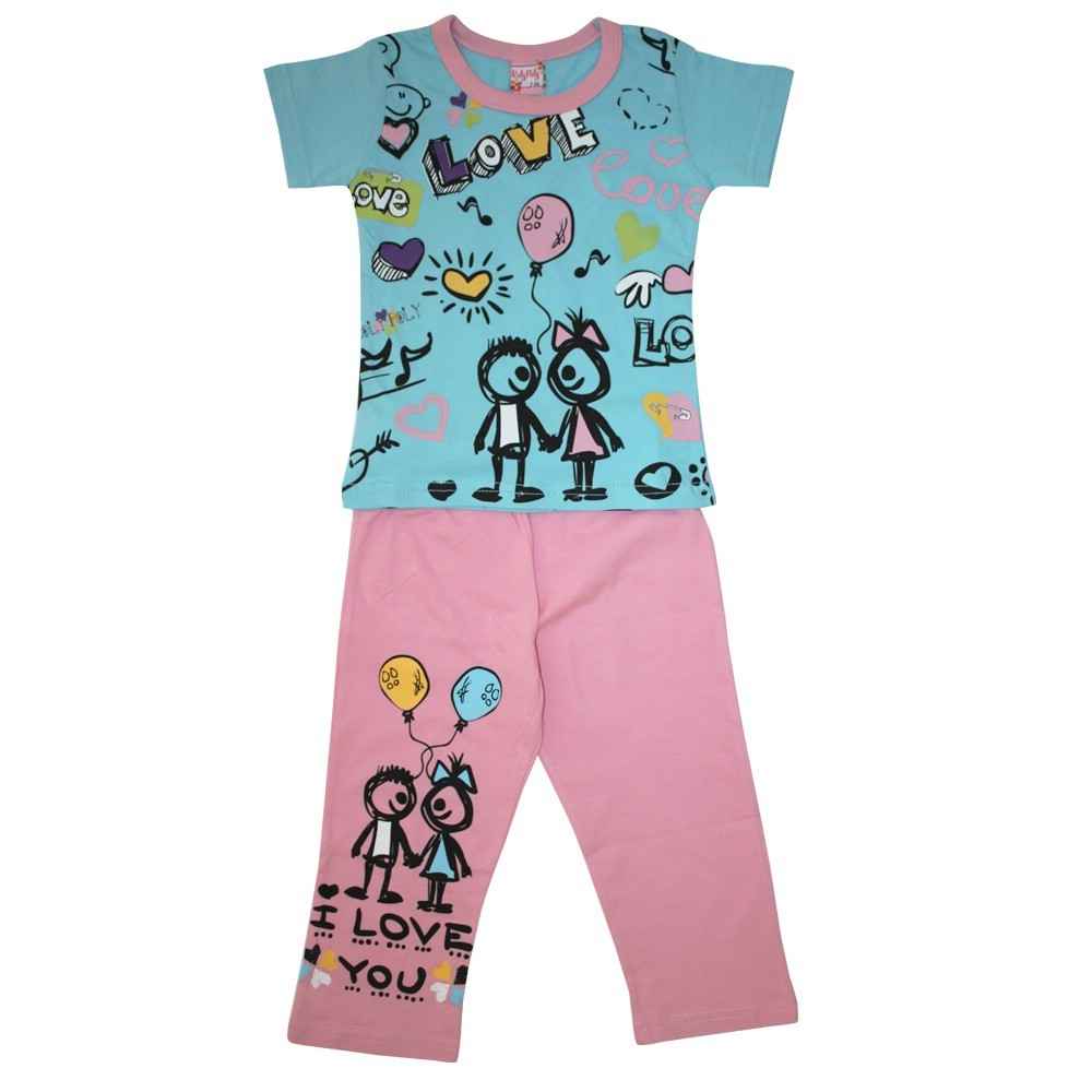 Roly Poly 1560 Kız Çocuk Pijama Takımı Turkuaz-Pembe