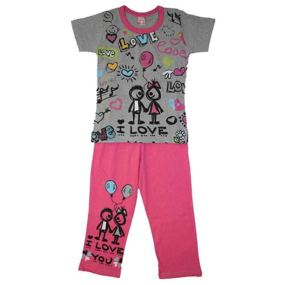 Roly Poly 1560 Kız Çocuk Pijama Takımı Gri-Fuşya
