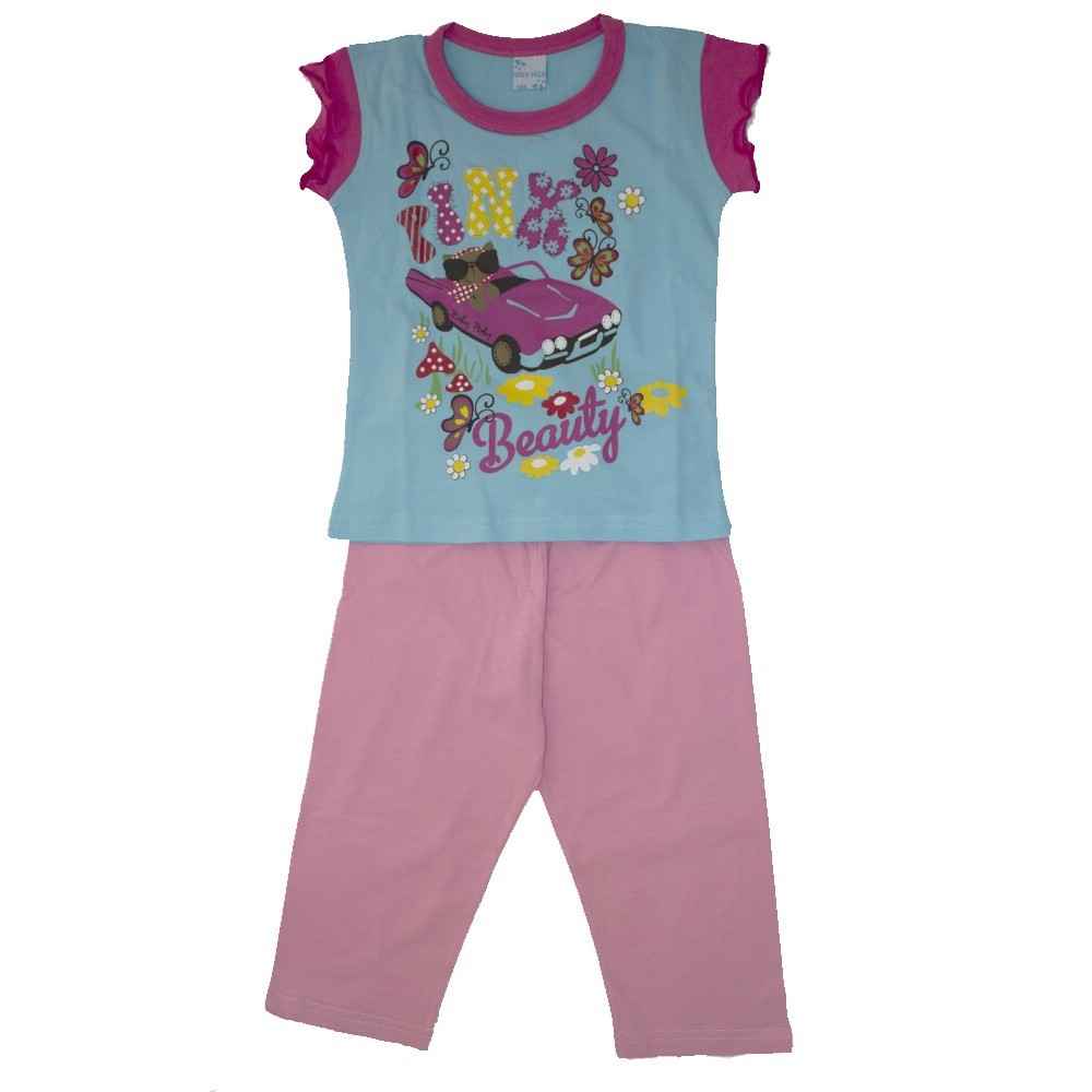 Roly Poly 1360 Arabalı Kız Çocuk Pijama Takımı Turkuaz
