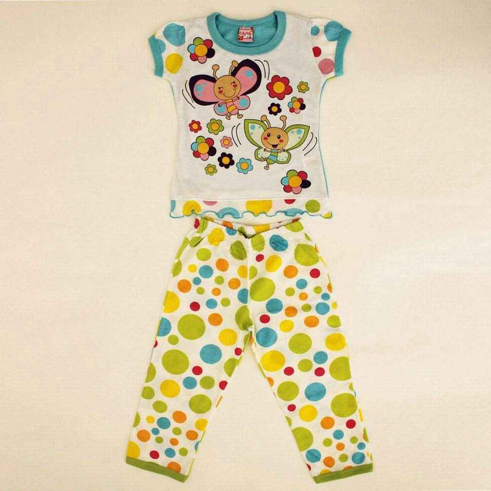 Roly Poly 1561 Kelebekli Kız Çocuk Pijama Takımı Turkuaz