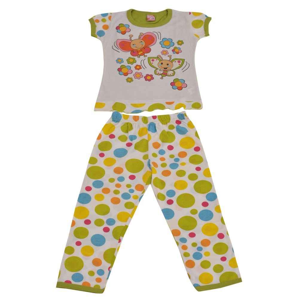 Roly Poly 1561 Kelebekli Kız Çocuk Pijama Takımı Yeşil