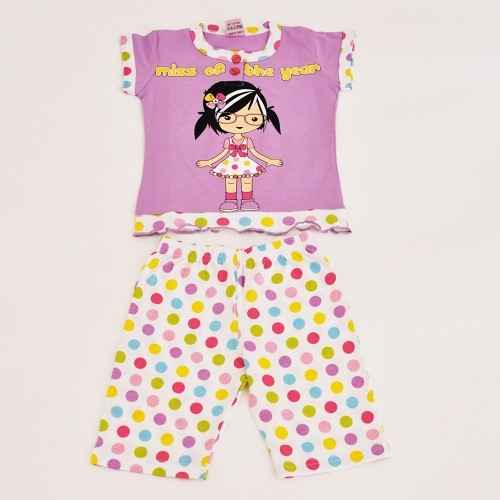 Roly Poly 1580 Kaprili Puanlı Kız Çocuk Pijama Takımı Lila