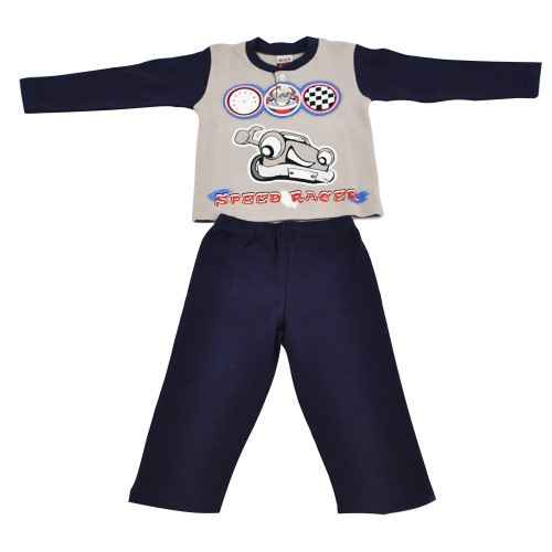 Roly Polly 1600 Racer Erkek Çocuk Pijama Takımı Gri-Lacivert