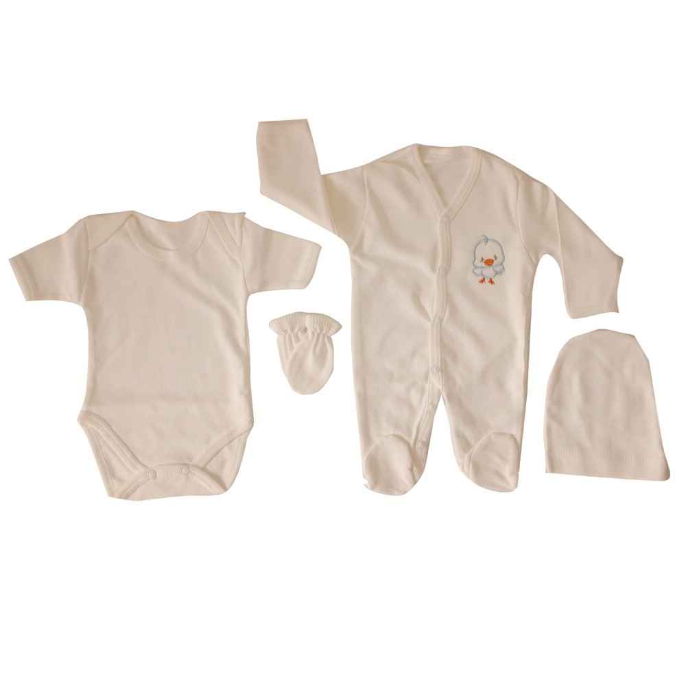 BabyJem 021 Prematüre Bebek Zıbın Takımı 4lü Krem-Mavi