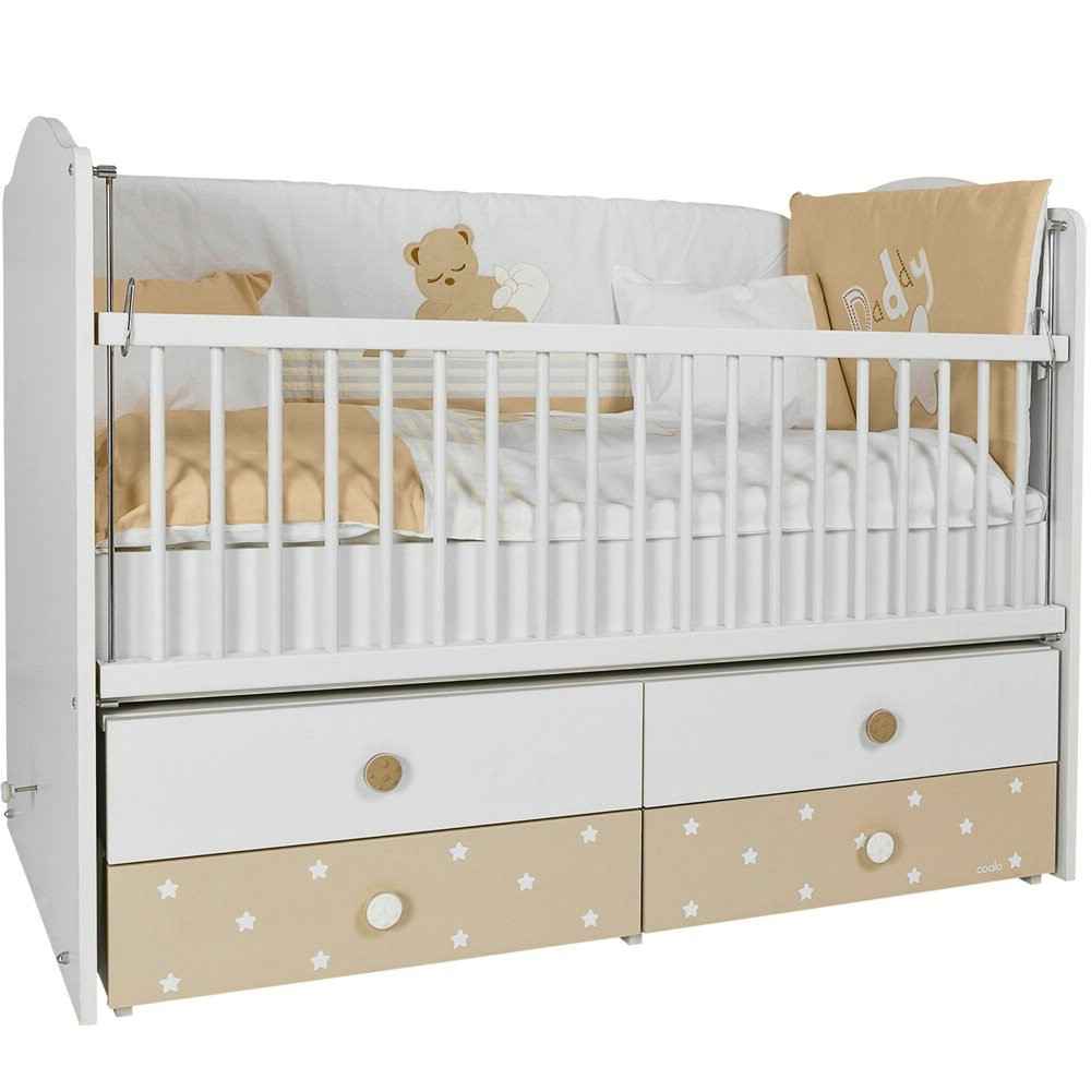 Coalo Sleepy Bear Bebek Odası 70x130 Çıtalı Beşik 