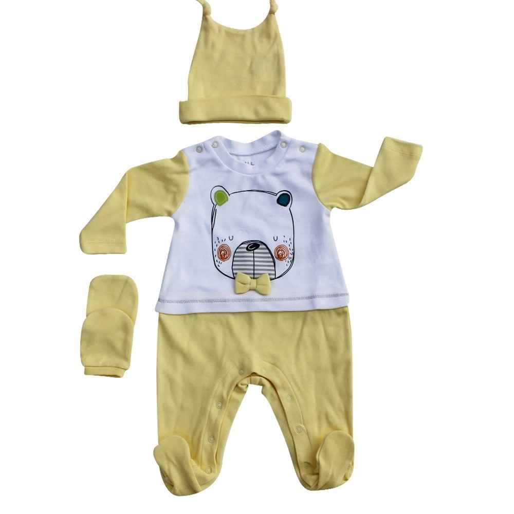 İdil Baby 6818 3lü Bebek Tulumu 3lü Beyaz