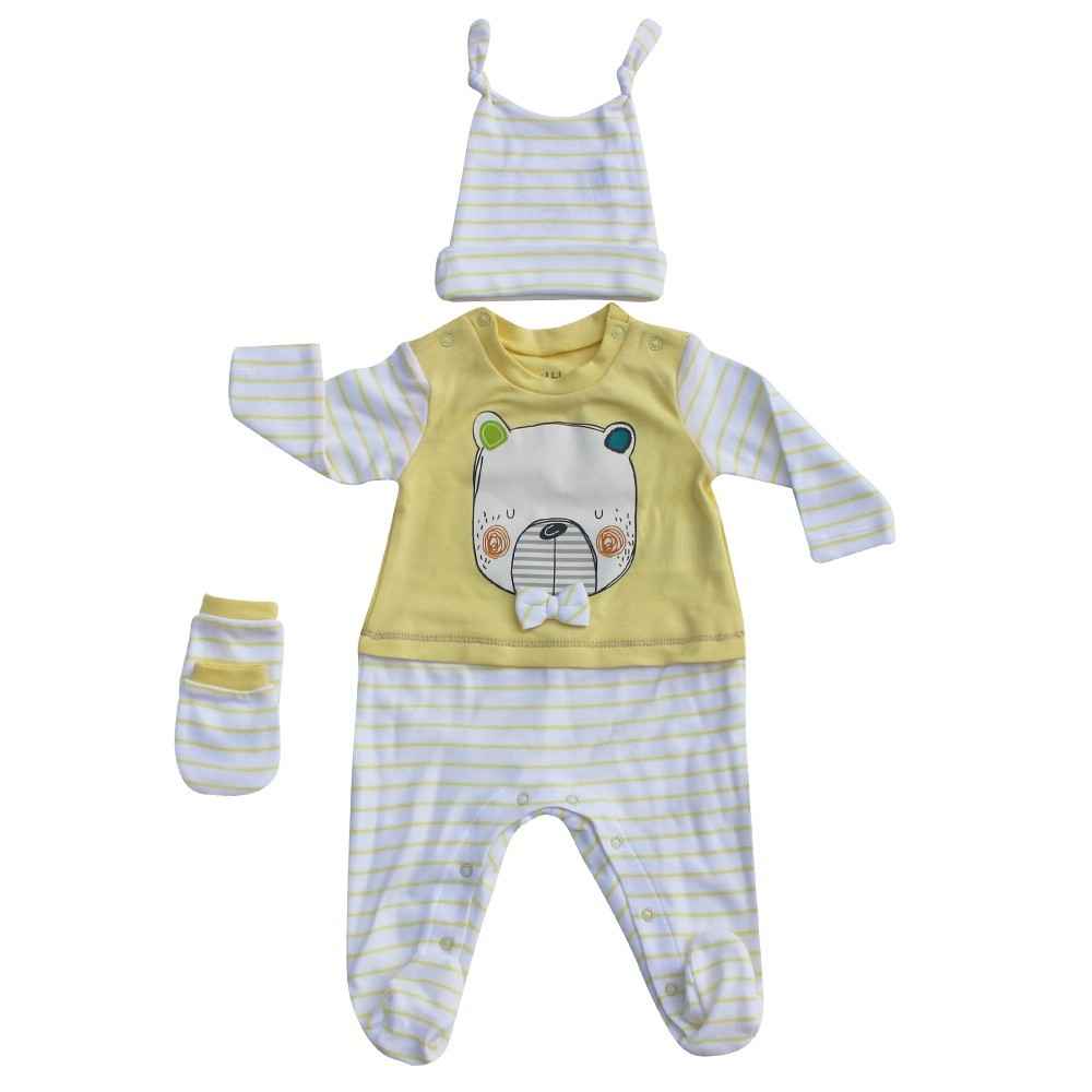 İdil Baby 6818 3lü Bebek Tulumu 3lü Sarı