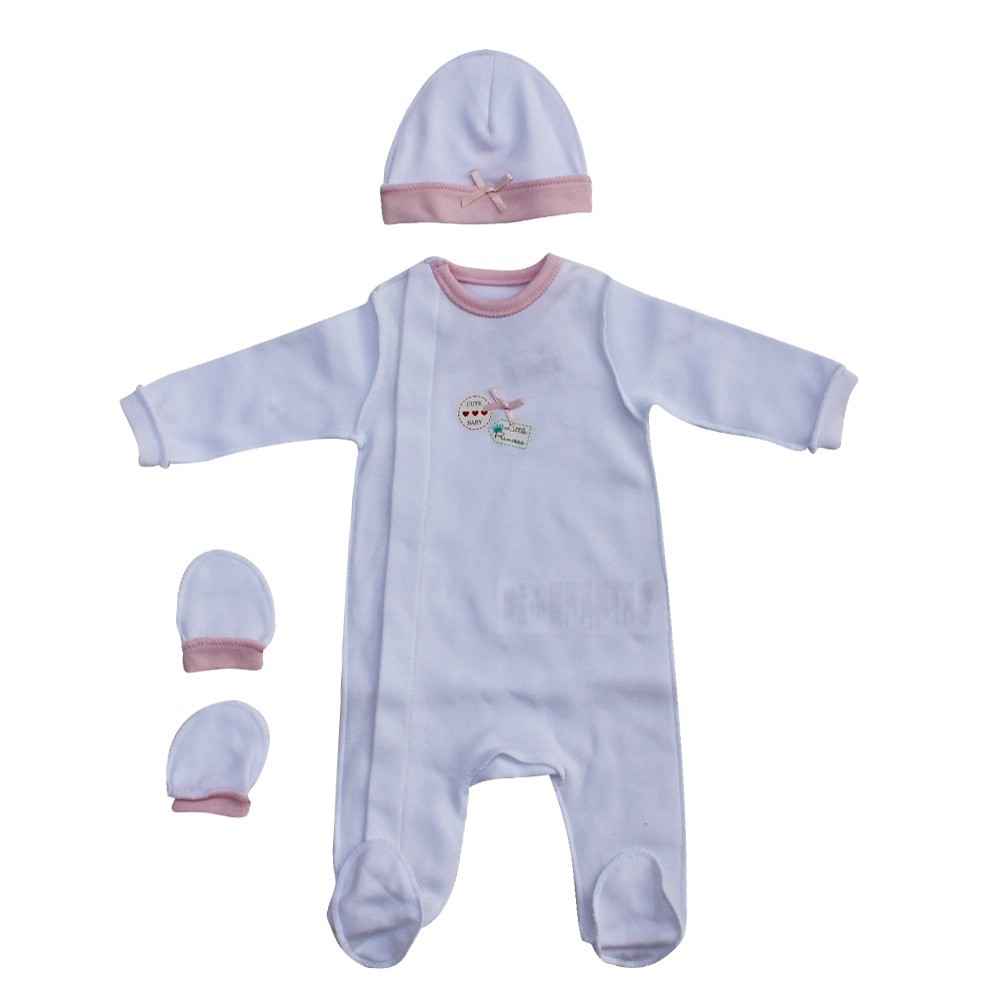İdil Baby 6500 Prematüre Kız Bebek Tulumu 3lü  Beyaz