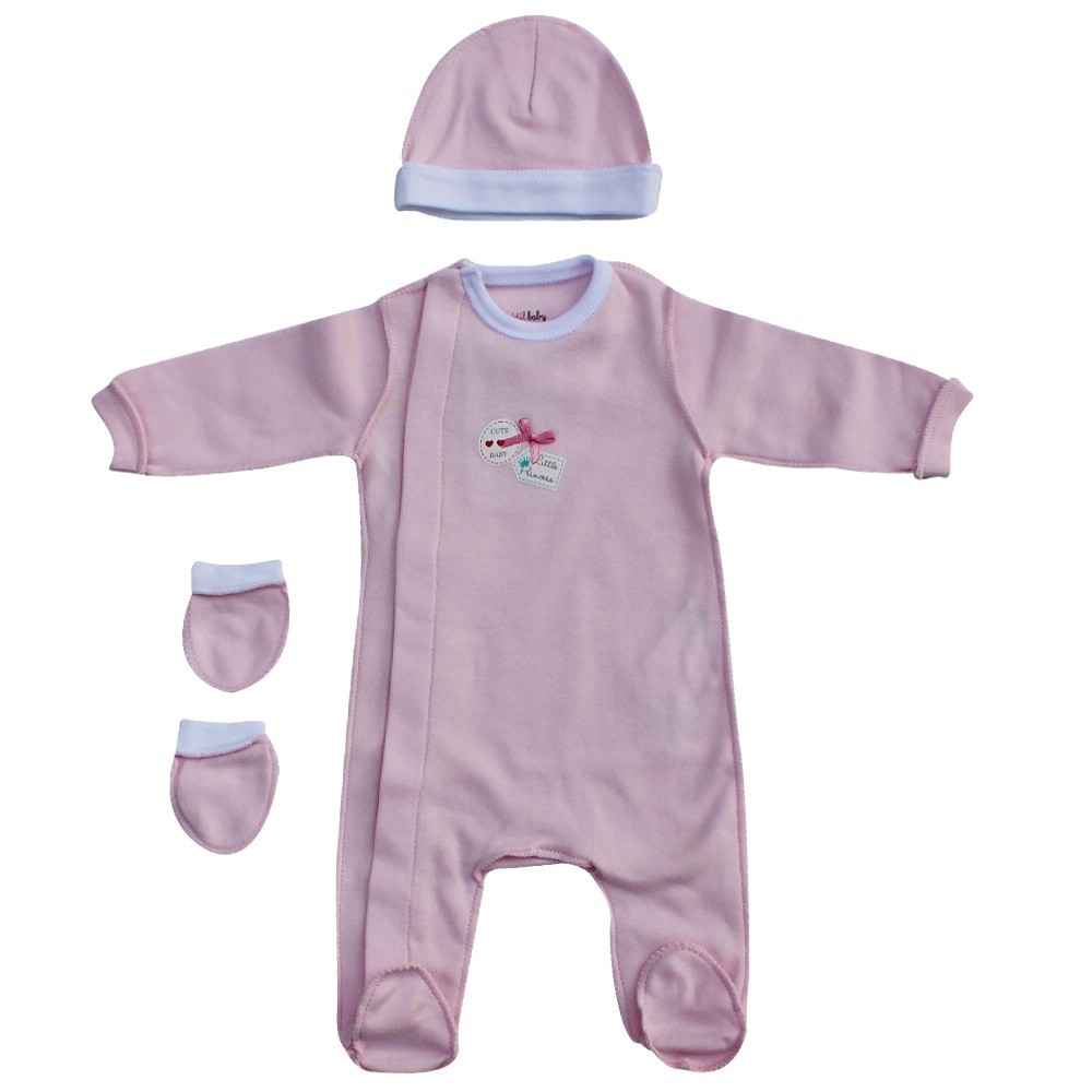 İdil Baby 6500 Prematüre Kız Bebek Tulumu 3lü  Pembe